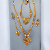 Traditional Gold-Plated Long Necklace and Choker Set